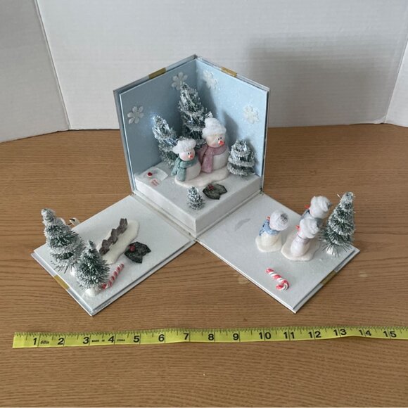 Vtg Avon Musical Snowman Family Forest Scene Fold Out Gift Box Fiber Optic VIDEO - Picture 11 of 12